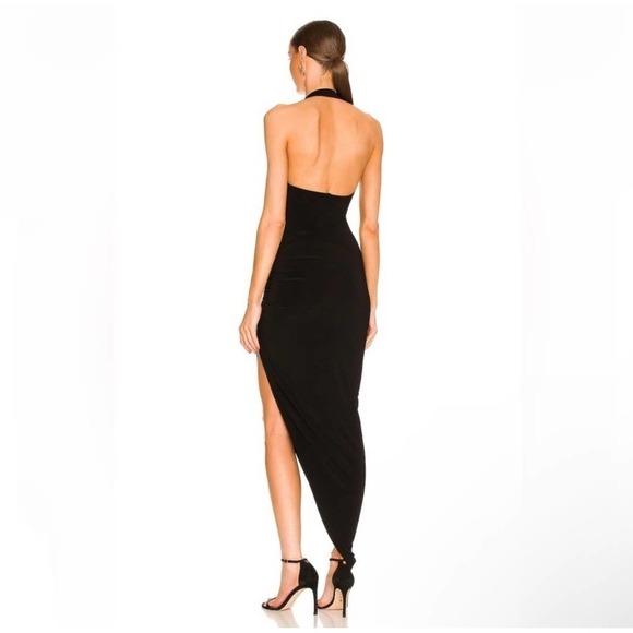 Norma Kamali Open Slit Cayla Side Drape Gown Black Size XL NWT - Picture 3 of 14